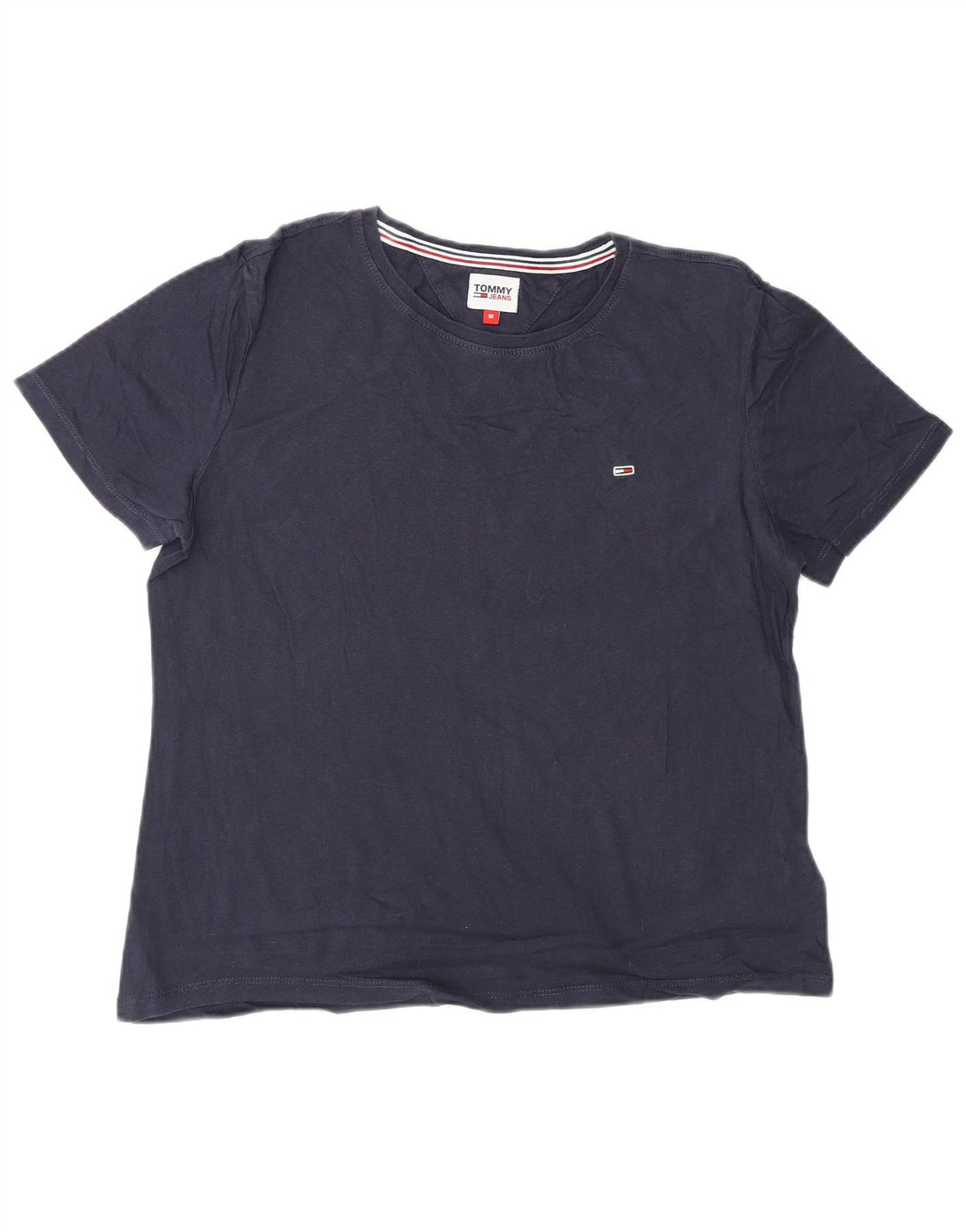 TOMMY HILFIGER T-shirt top til kvinder UK 14 Mellem marineblå bomuld