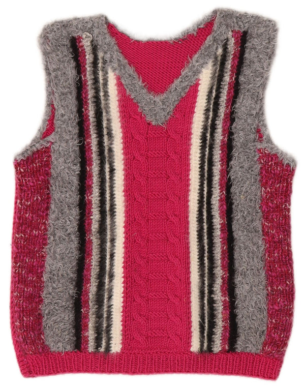 Vintage Dame Vest Tank Top UK 10 Small Pink Colourblock