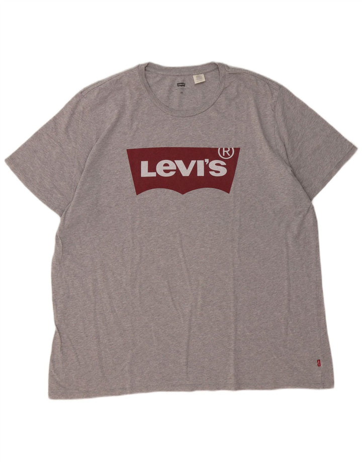Levi's Herre grafisk T-shirt Top 2XL Grå Flecked Bomuld
