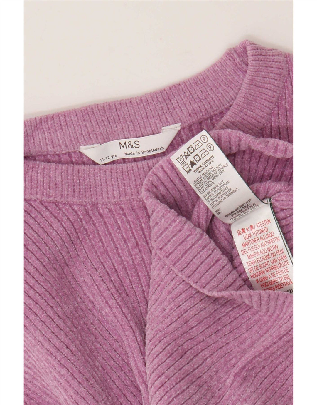 Marks & Spencer Girls Crop Top Langærmet 11-12 år Pink Polyester
