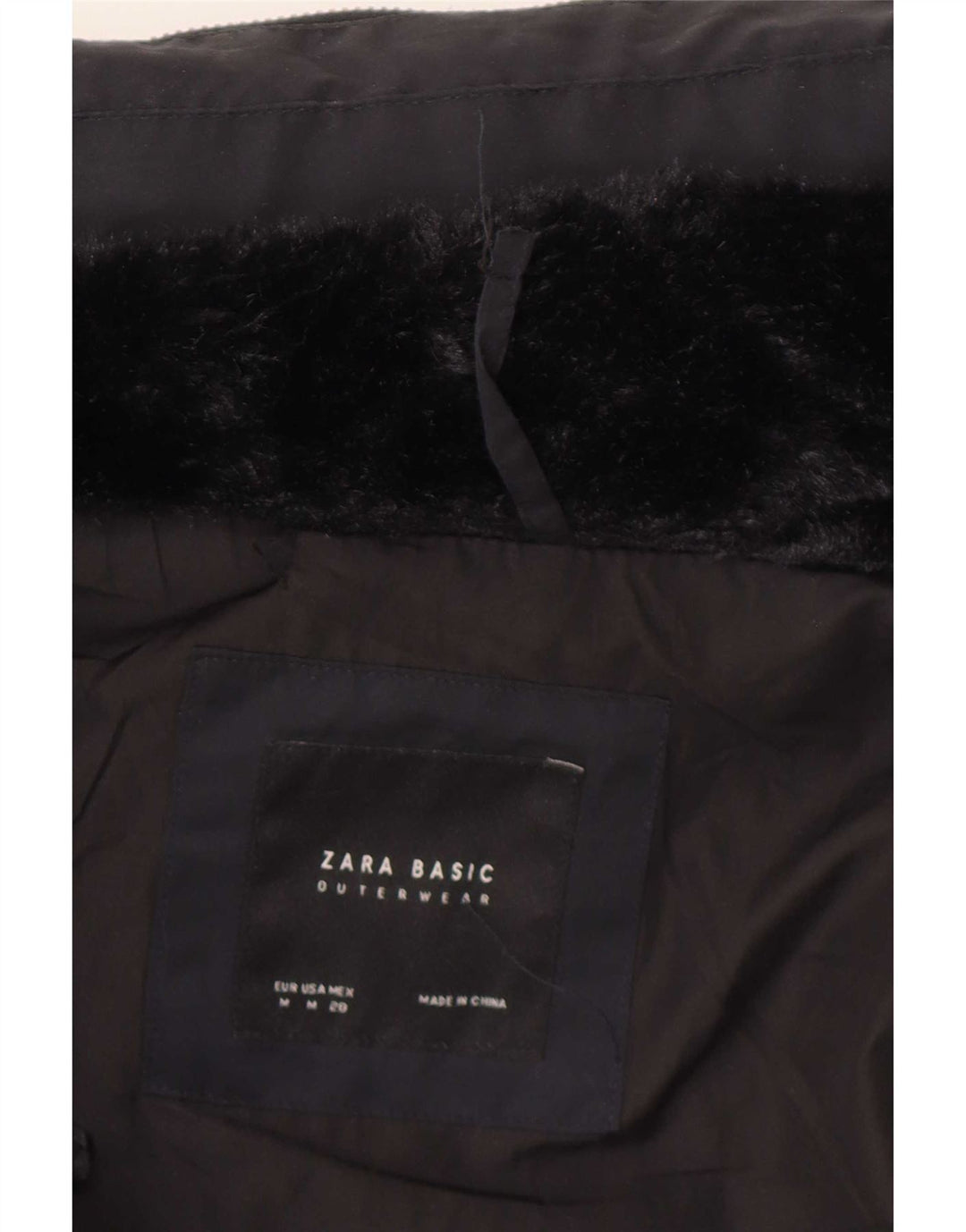 Zara Dame Polstret Jakke UK 12 Medium Navy Blue Polyester