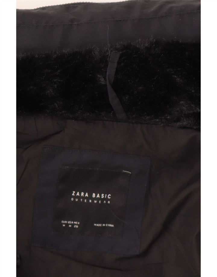 Zara Dame Polstret Jakke UK 12 Medium Navy Blue Polyester