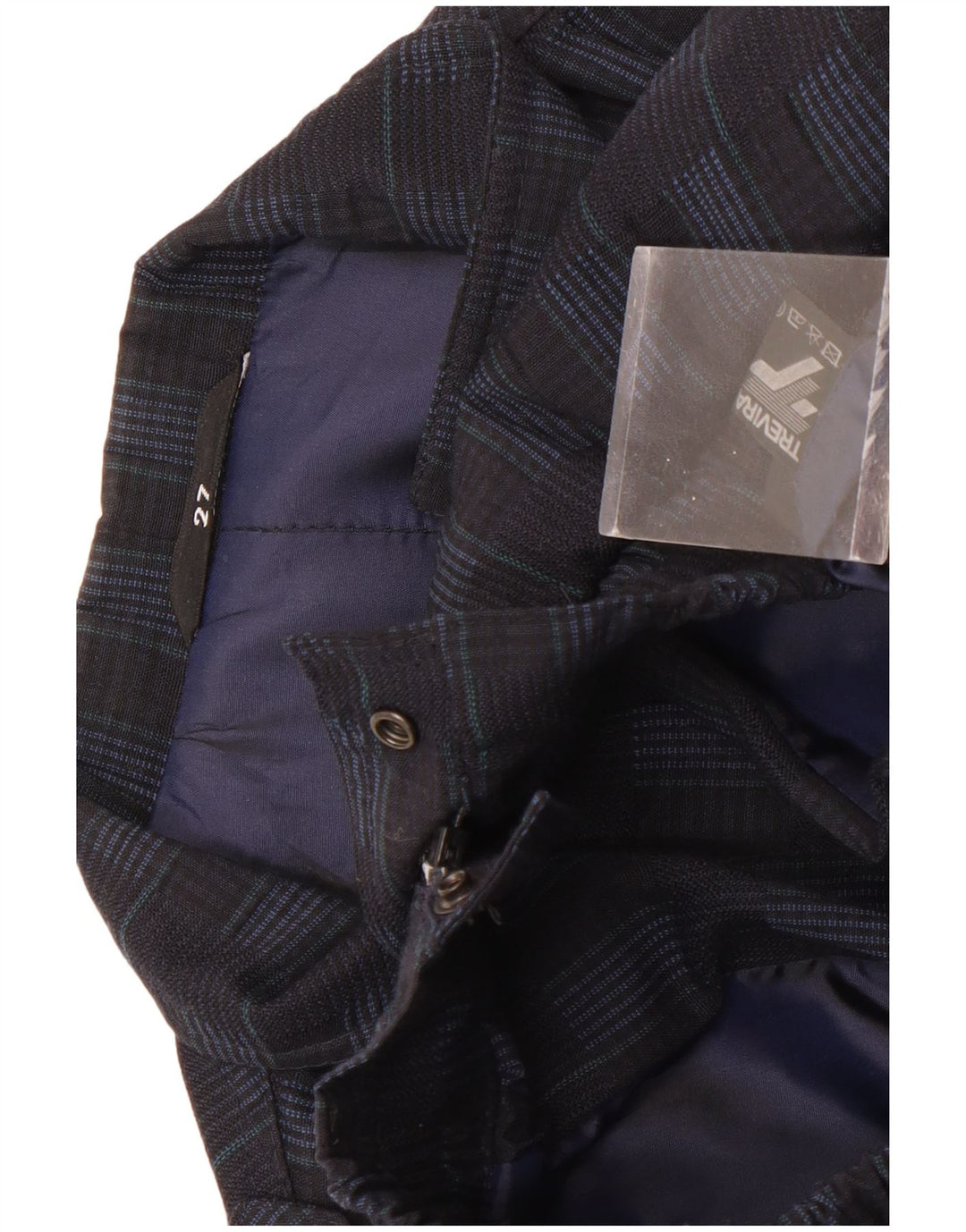 Trevira Herre Military Bomber Jacket UK 44 2XL Navy Blue Check Polyester