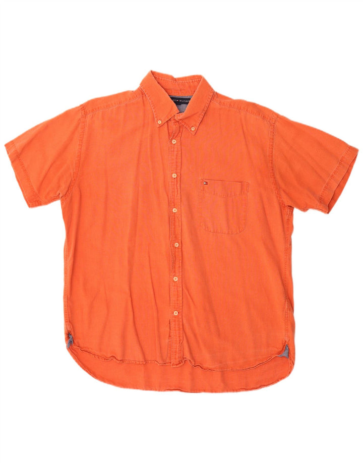 Tommy Hilfiger Kortærmet Herreskjorte XL Orange Bomuld