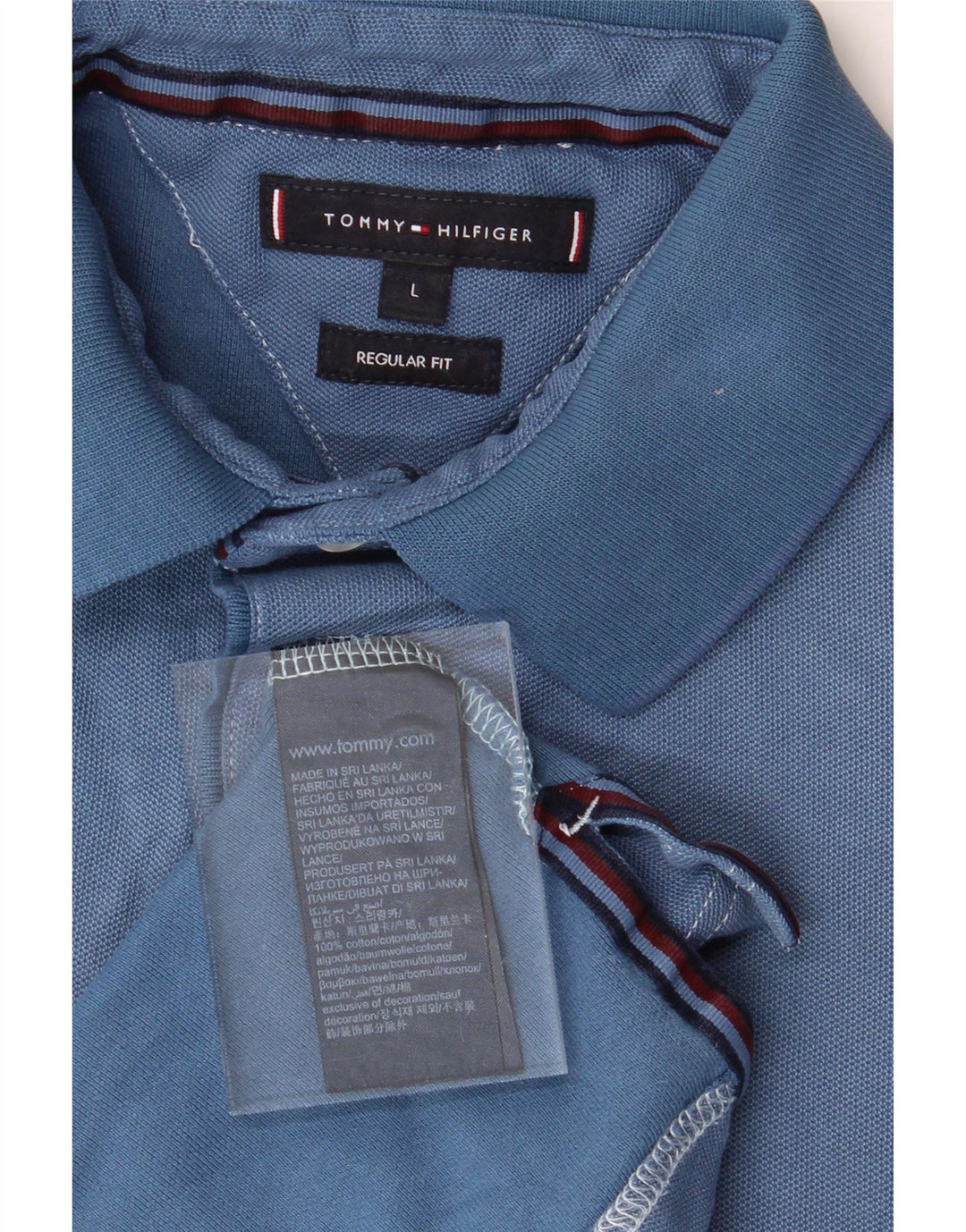 TOMMY HILFIGER Mens Regular Fit Polo Shirt Large Blue Cotton Vintage Tommy Hilfiger and Second-Hand Tommy Hilfiger from Messina Hembry 