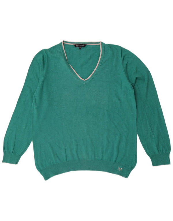 Besætningstøj Dame V-hals sweater UK 18 XL Grøn bomuld