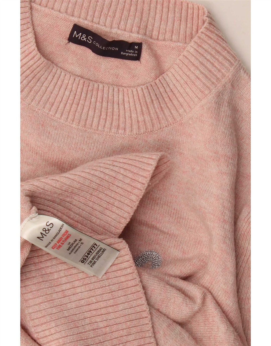 Marks & Spencer Dame grafisk rund hals sweater UK 14 Medium Pink