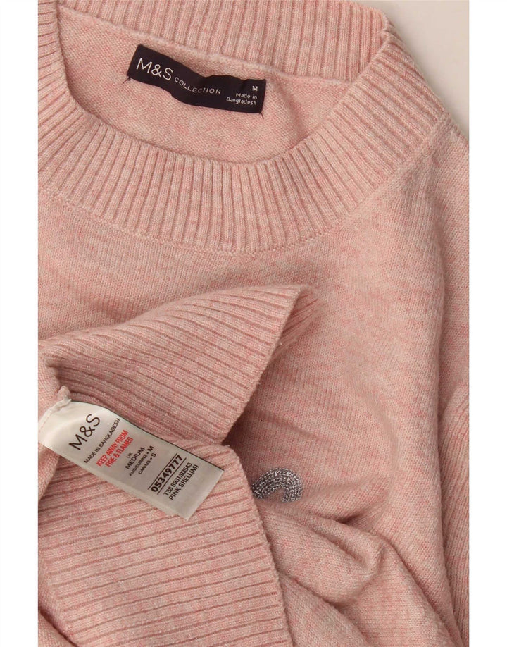 Marks & Spencer Dame grafisk rund hals sweater UK 14 Medium Pink