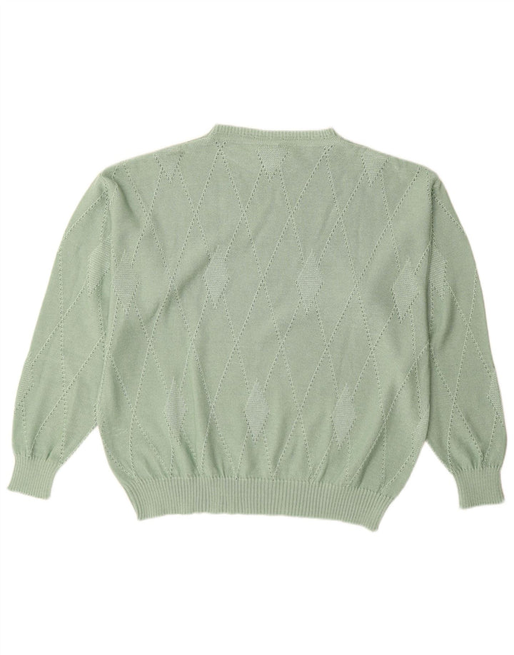 C&A Dame sweater med rund hals EU 44/46 XL Grøn Argyle/Diamant