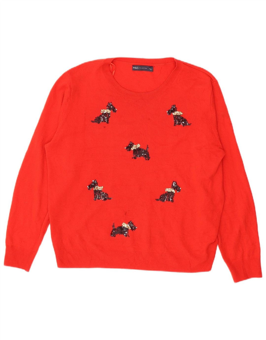 Marks & Spencer Dame Boat Neck Jumper Sweater UK 16 Large Red