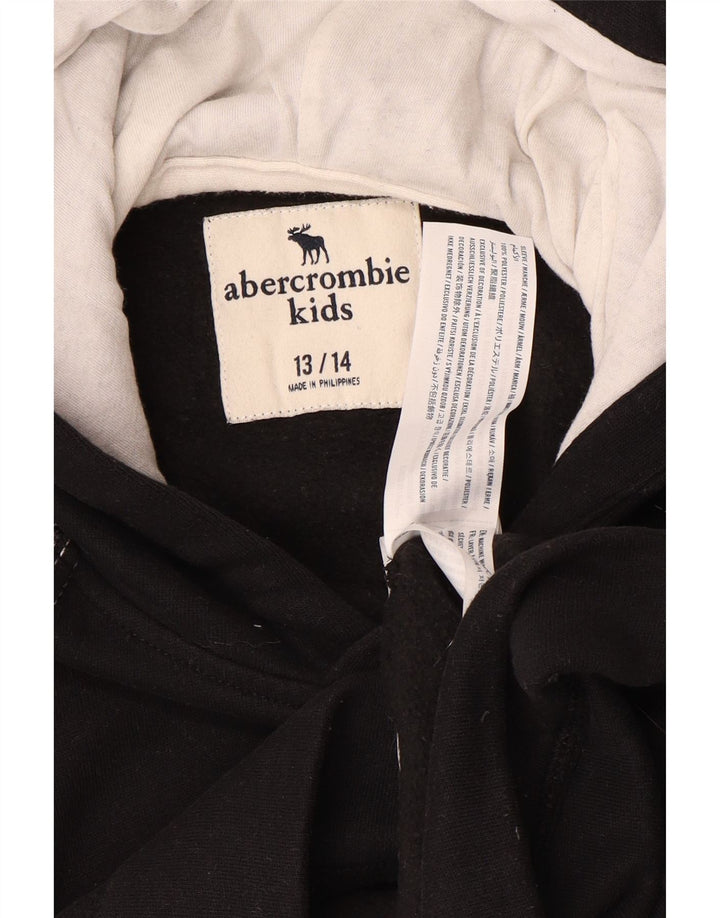ABERCROMBIE & FITCH hættetrøje til drenge 13-14 år sort plettet polyester