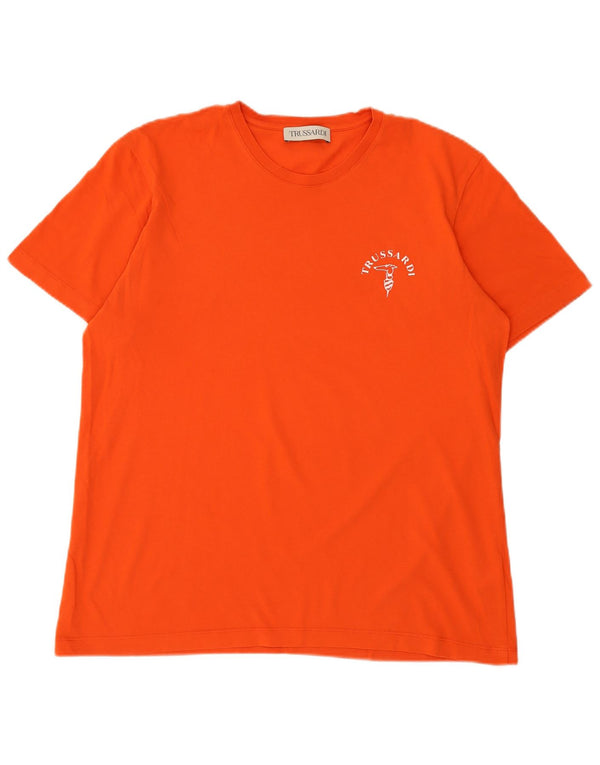 Trussardi Herre grafisk T-shirt Top XL Orange Bomuld