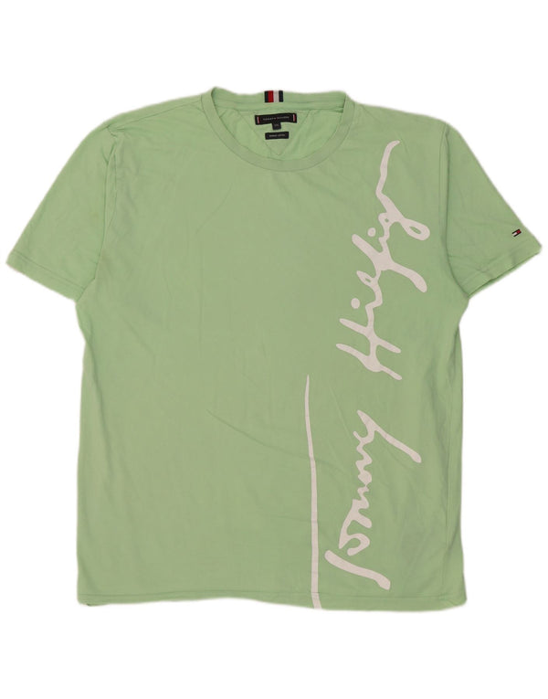 Tommy Hilfiger Herre Grafisk T-Shirt Top 2XL Grøn Bomuld