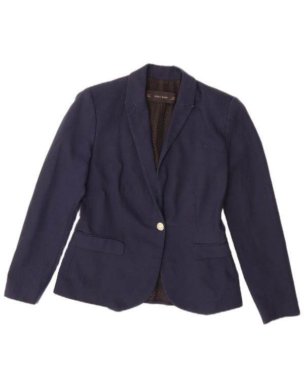 Zara Dame 1 Knap Blazer Jacket UK 10 Small Navy Blue