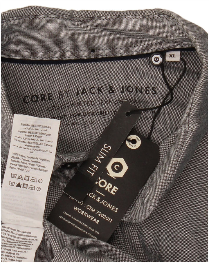 Jack & Jones herre Slim Fit skjorte XL grå bomuld