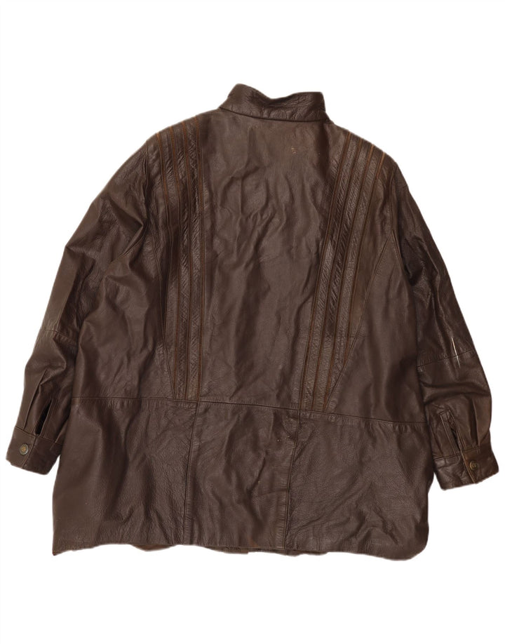 Vintage læderjakke til kvinder UK 22 3XL Brun