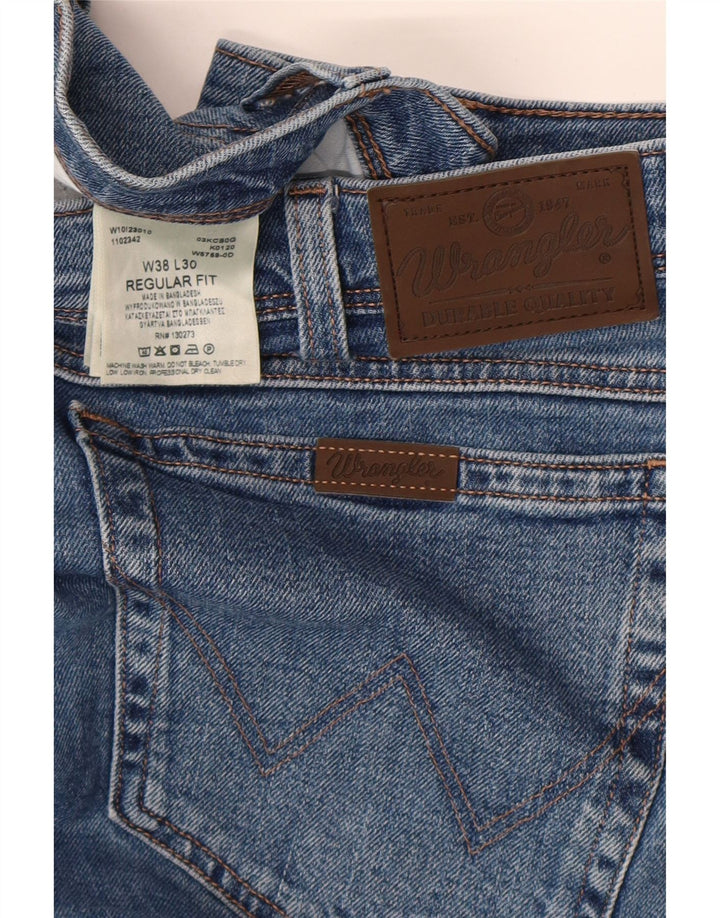 Wrangler Herre Regular Fit Straight Jeans W38 L30 Blå Bomuld