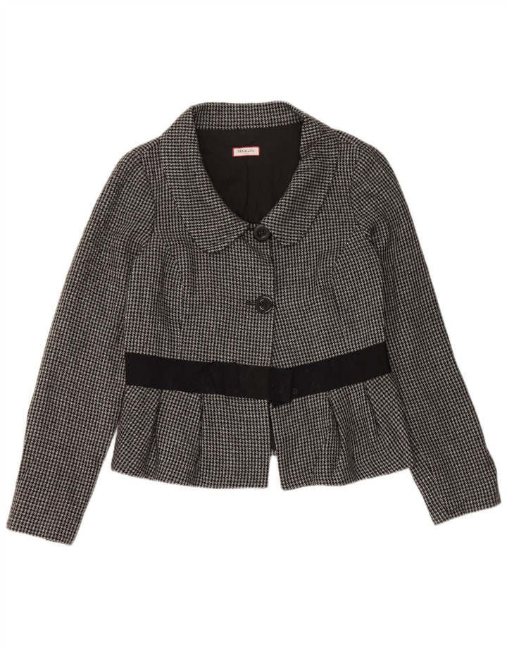 Max & Co. Dame Crop 2-knaps blazerjakke UK 14 Medium Grey Houndstooth