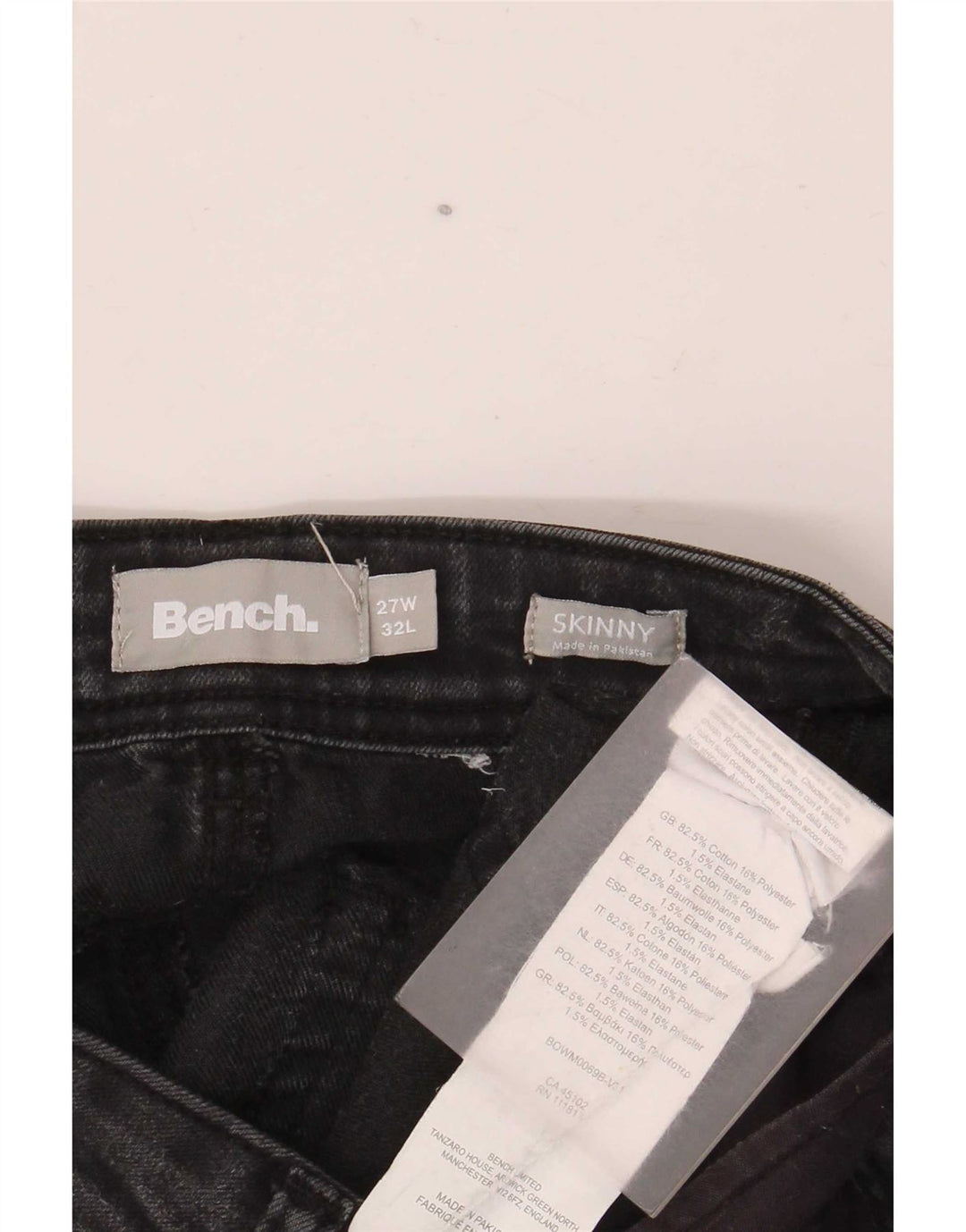 Bænk Dame Skinny Jeans W27 L32 Sort Bomuld
