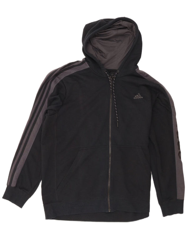 Adidas Herre Climalite grafisk hættetrøje med lynlås XL Sort Colourblock