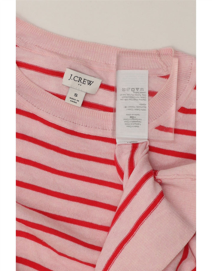 J. CREW Womens Oversized Crew Neck Jumper Sweater UK 10 Small Pink Striped Vintage J. Crew and Second-Hand J. Crew from Messina Hembry 