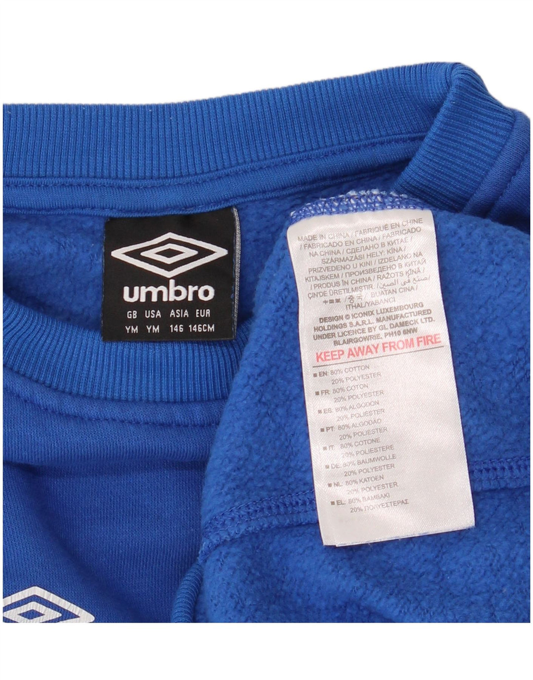 UMBRO Drenge Sweatshirt Jumper 9-10 år Medium Blå Bomuld