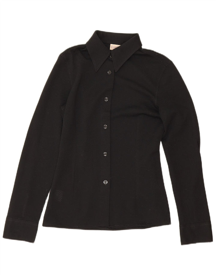 Stefanel skjortebluse til kvinder UK 10 Lille sort polyester