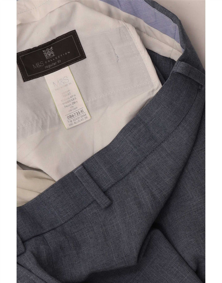 Marks & Spencer Herre Regular Fit Suit Bukser W40 L29 Marineblå polyester