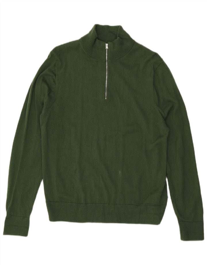 J. Crew Herre Zip Neck Jumper Sweater Large Grøn Akryl