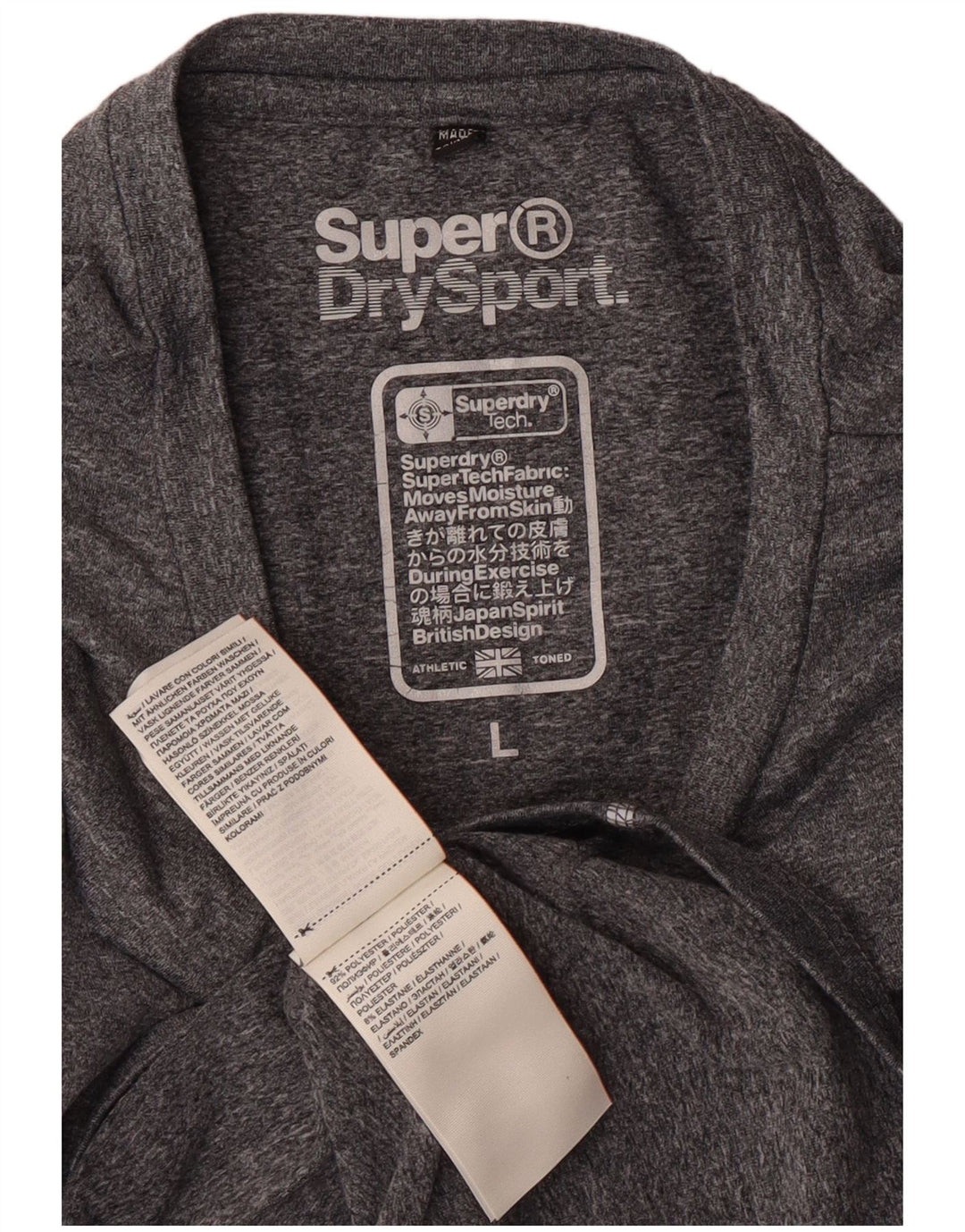 Superdry grafisk T-shirt top til kvinder UK 14 Stor grå flækket polyester