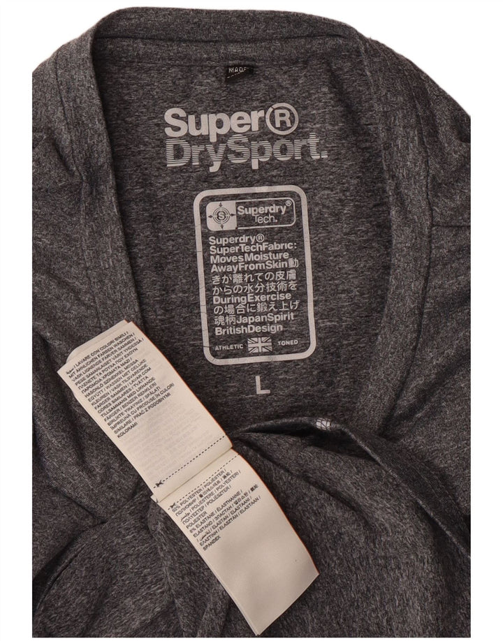 Superdry grafisk T-shirt top til kvinder UK 14 Stor grå flækket polyester