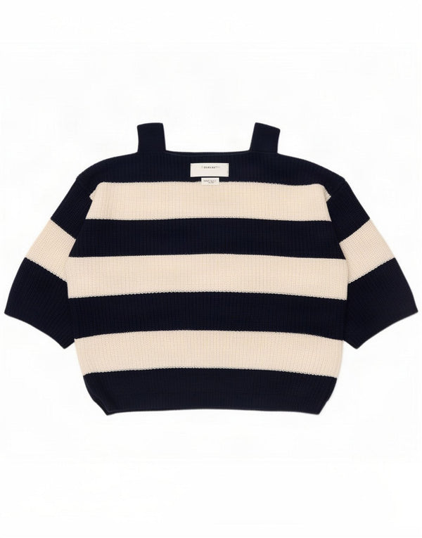 Marks & Spencer Womens 3/4 Sleeve Boat Neck Jumper Sweater UK 16 Large Navy