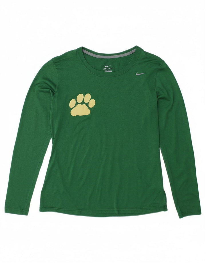 Nike Dame Dri Fit Top Langærmet UK 14 Medium Green Polyester
