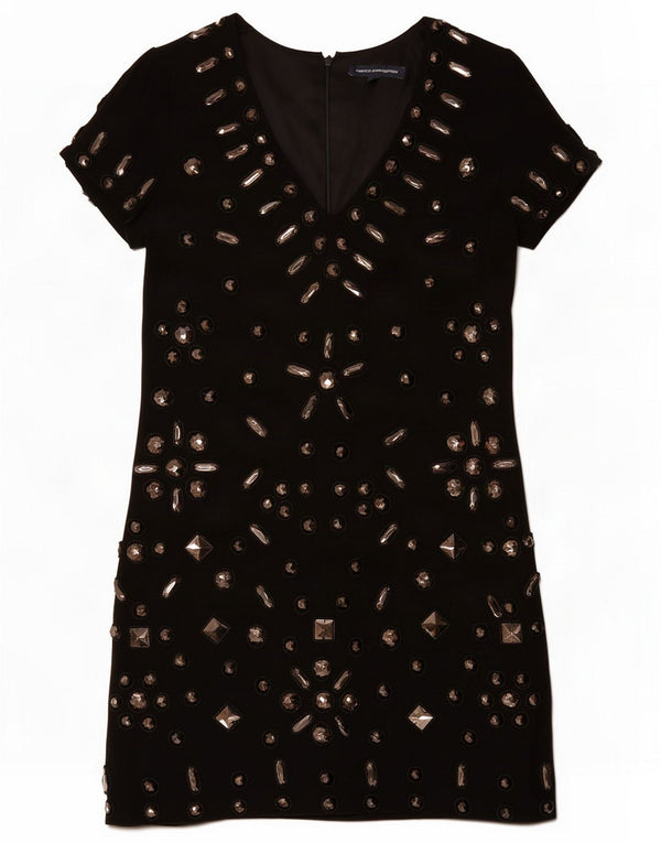 French Connection Womens Shift Dress UK 10 Small Black Viscose