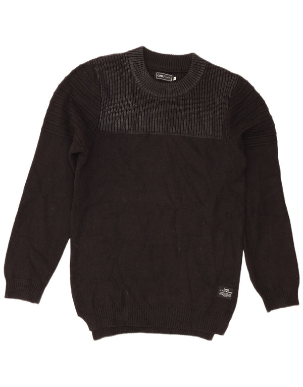Jack & Jones Mens Crew Neck Jumper Sweater Small Black Acrylic
