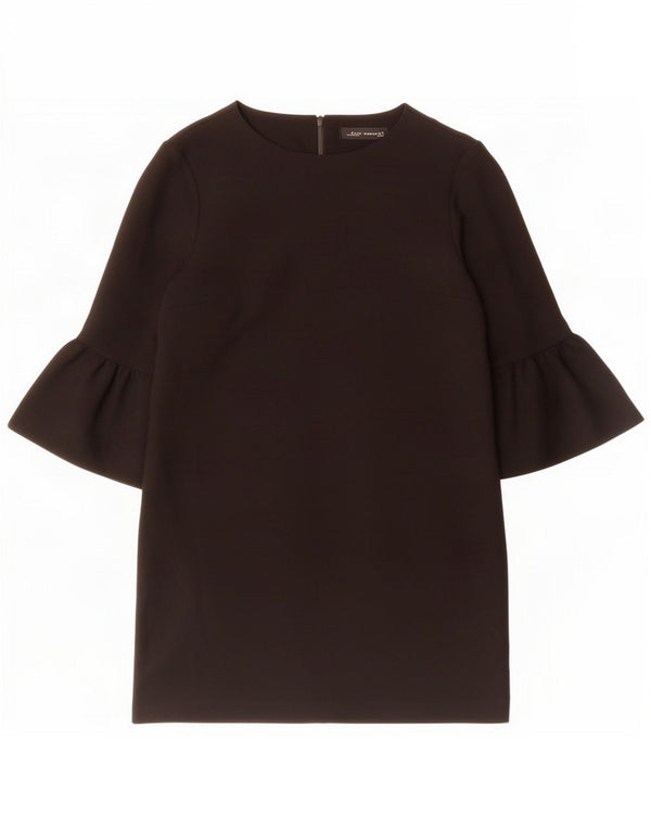 Zara Dame 3/4 ærmer Shift Dress UK 16 Large Black Polyester