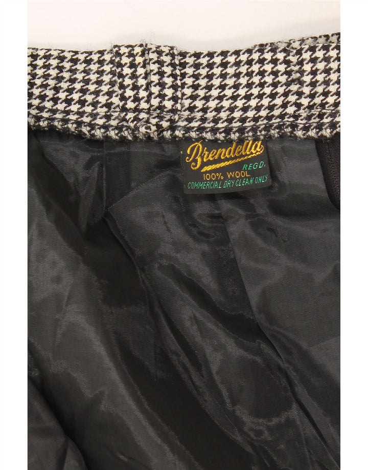 BRENDELLA Womens Pencil Skirt W24 XS Black Houndstooth Wool