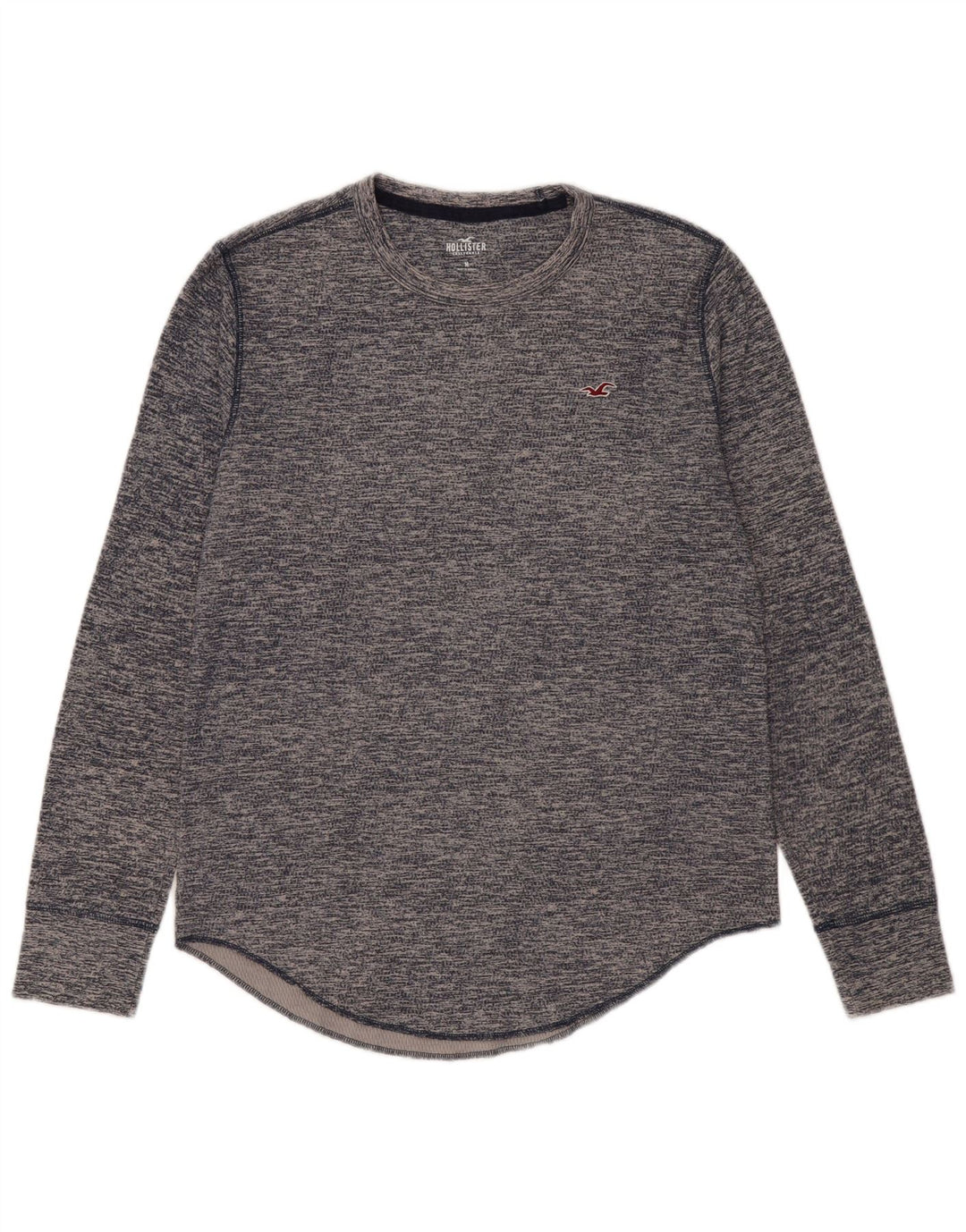 HOLLISTER Herre Top Langærmet Medium Navy Blue Flecked Bomuld