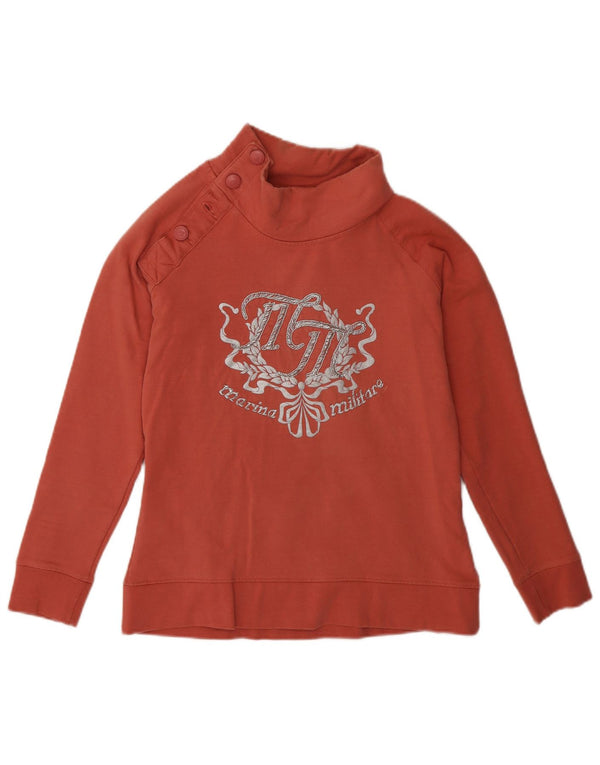 Marina Militare Dame grafisk sweatshirt Jumper UK 10 Lille Rød