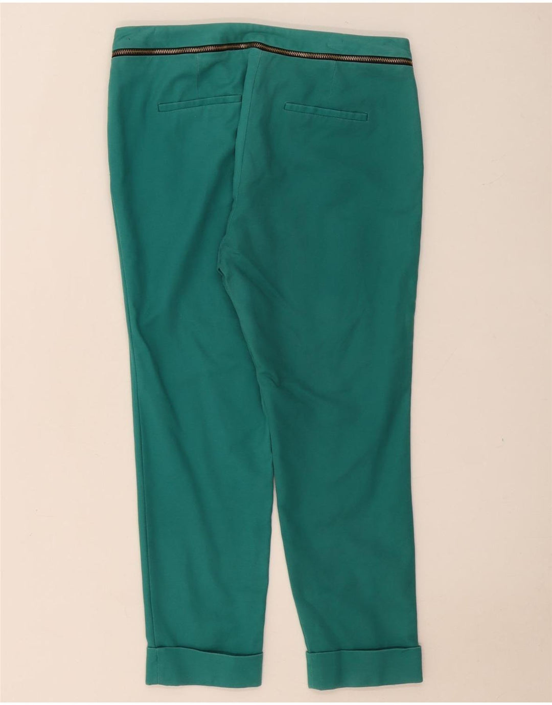 Zara Womens Slim Cropped Trousers EU 40 Medium W30 L25 Green