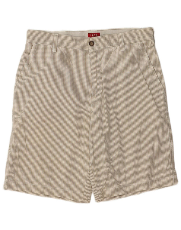 IZOD Chino Shorts til mænd W32 Medium Beige Gingham Cotton