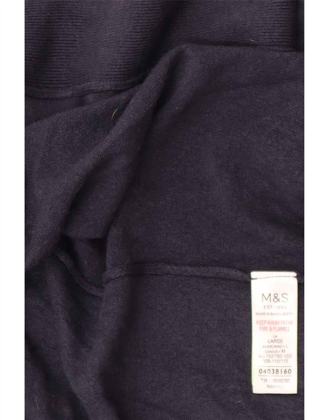 Marks & Spencer Womens Open Cardigan Sweater UK 16 Large Navy Blue Acryl