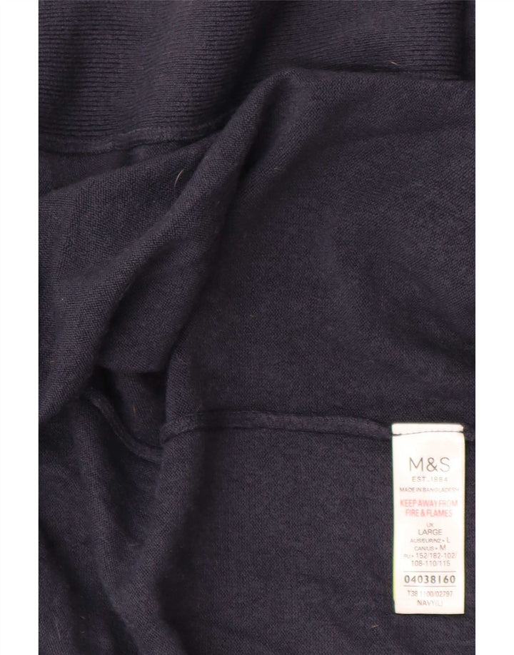 Marks & Spencer Womens Open Cardigan Sweater UK 16 Large Navy Blue Acryl