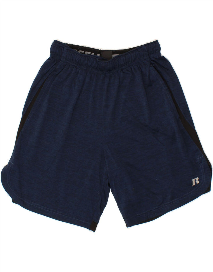 RUSSELL ATHLETIC Mens Sport Shorts Small  Navy Blue Colourblock Polyester Vintage Russell Athletic and Second-Hand Russell Athletic from Messina Hembry 