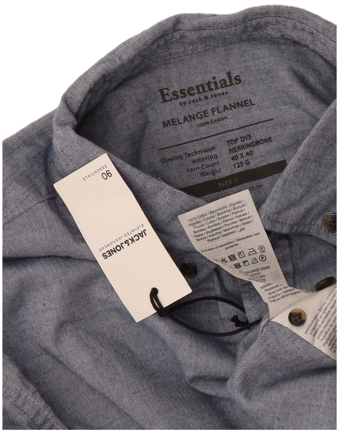 Jack & Jones herre flannelskjorte stor blå sildebensbomuld