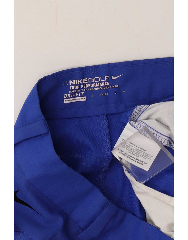 Nike Herre Dri Fit Straight Chino Bukser W34 L32 Blå Polyester