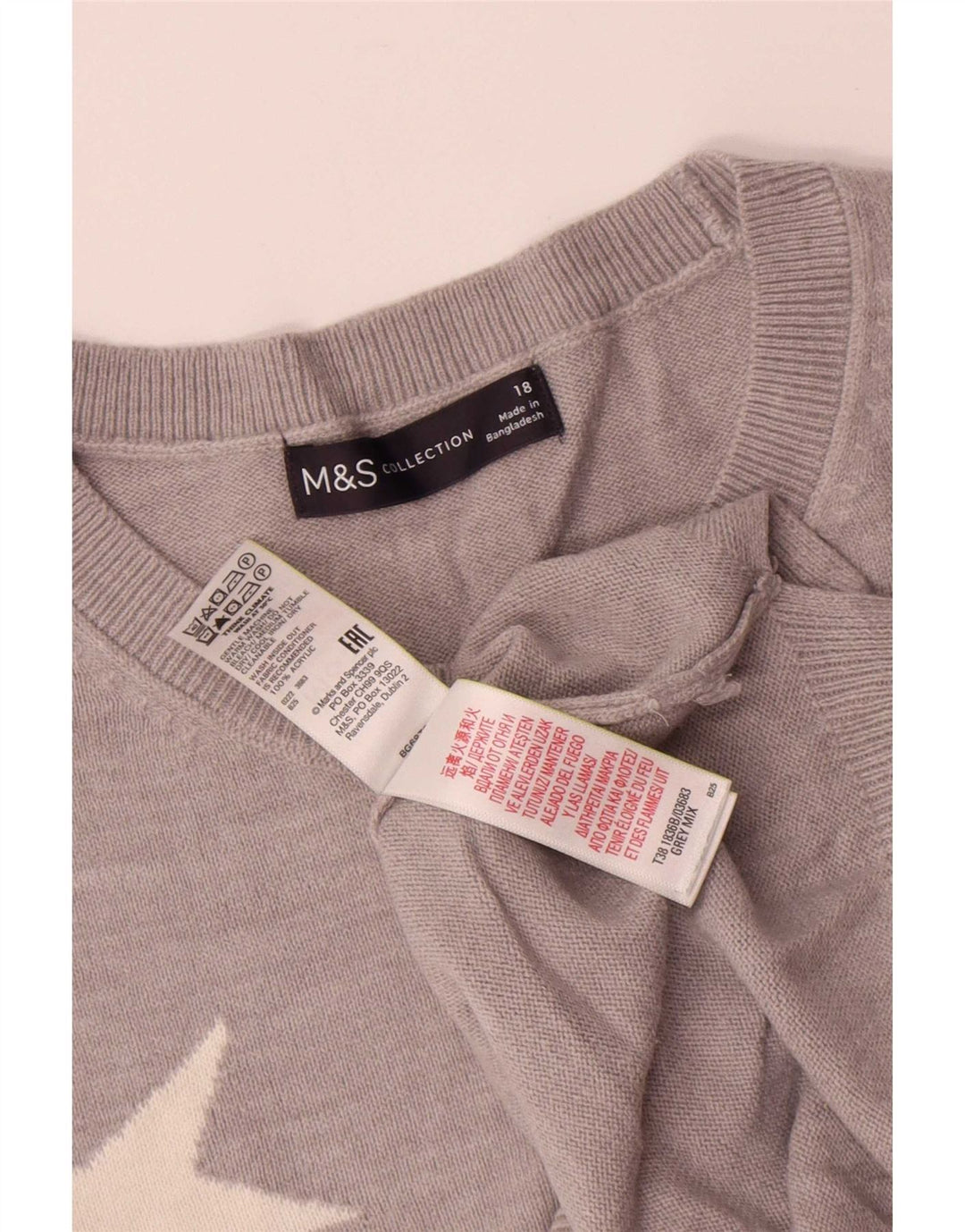Marks & Spencer Dame Boat Neck Jumper Sweater UK 18 XL Grå