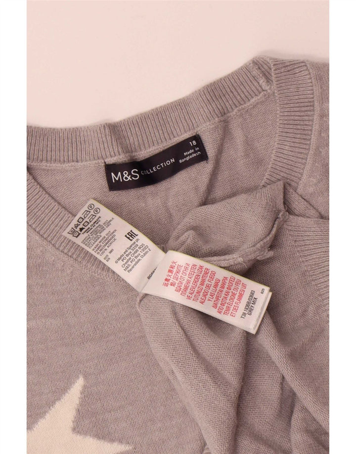 Marks & Spencer Dame Boat Neck Jumper Sweater UK 18 XL Grå