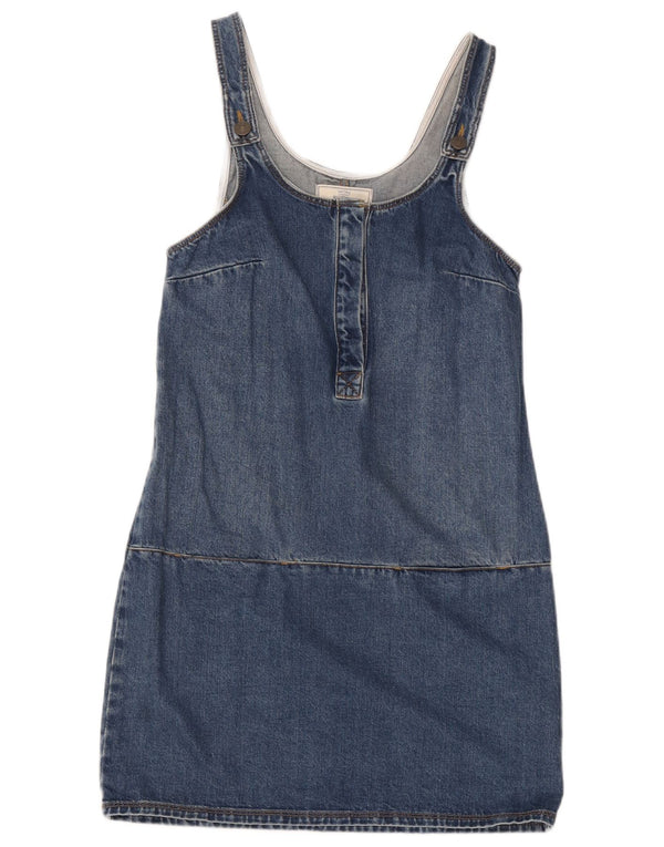 Fat Face Dame Denim Dungaree Dress UK 8 Small Blue Cotton