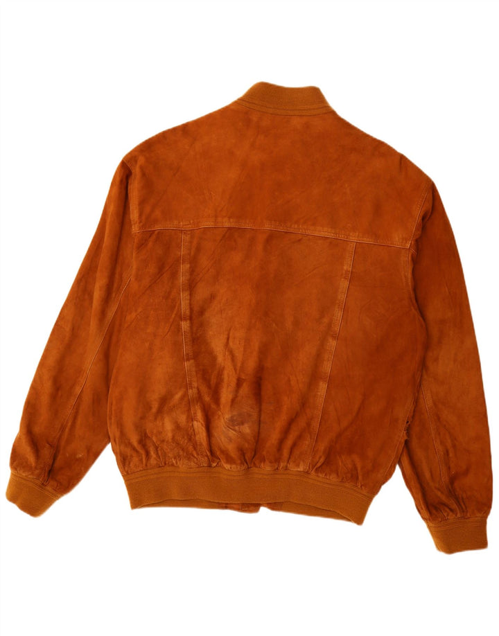 Vintage herre ruskind bomberjakke IT 56 3XL brunt læder